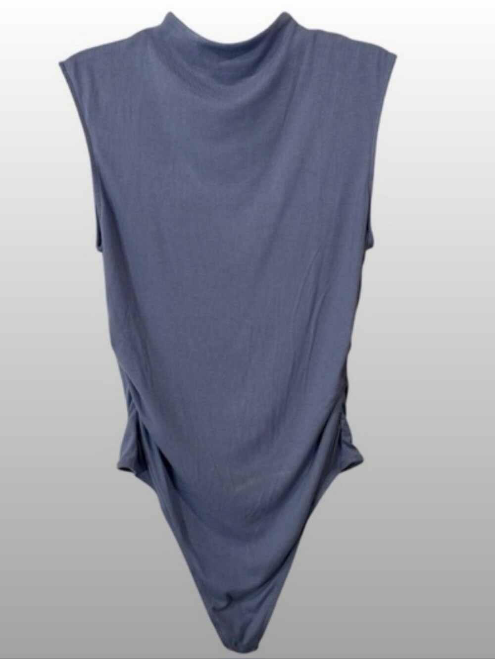 Sleeveless Blue Draped Bodysuit - Women Tops